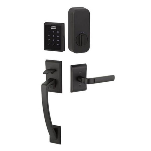 Emtek EMP0104MERH Electronic Empowered Motorized Touchscreen Keypad Entry Set with Ares Grip , Merrimack Lever , RH Supply